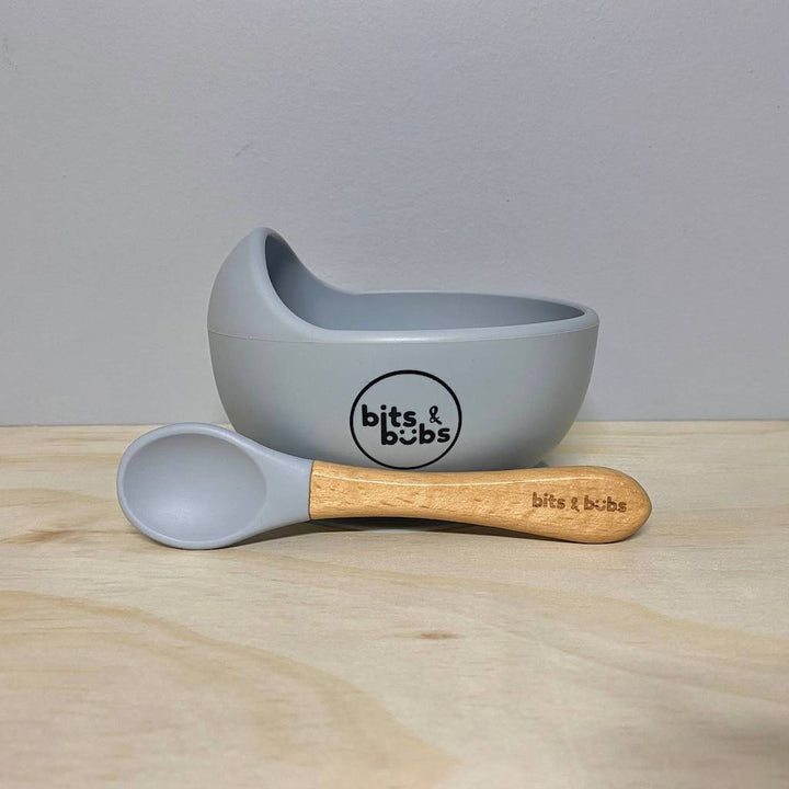 Ash Grey Feeding Set with Custom Keepsake Box - Bits and Bubs