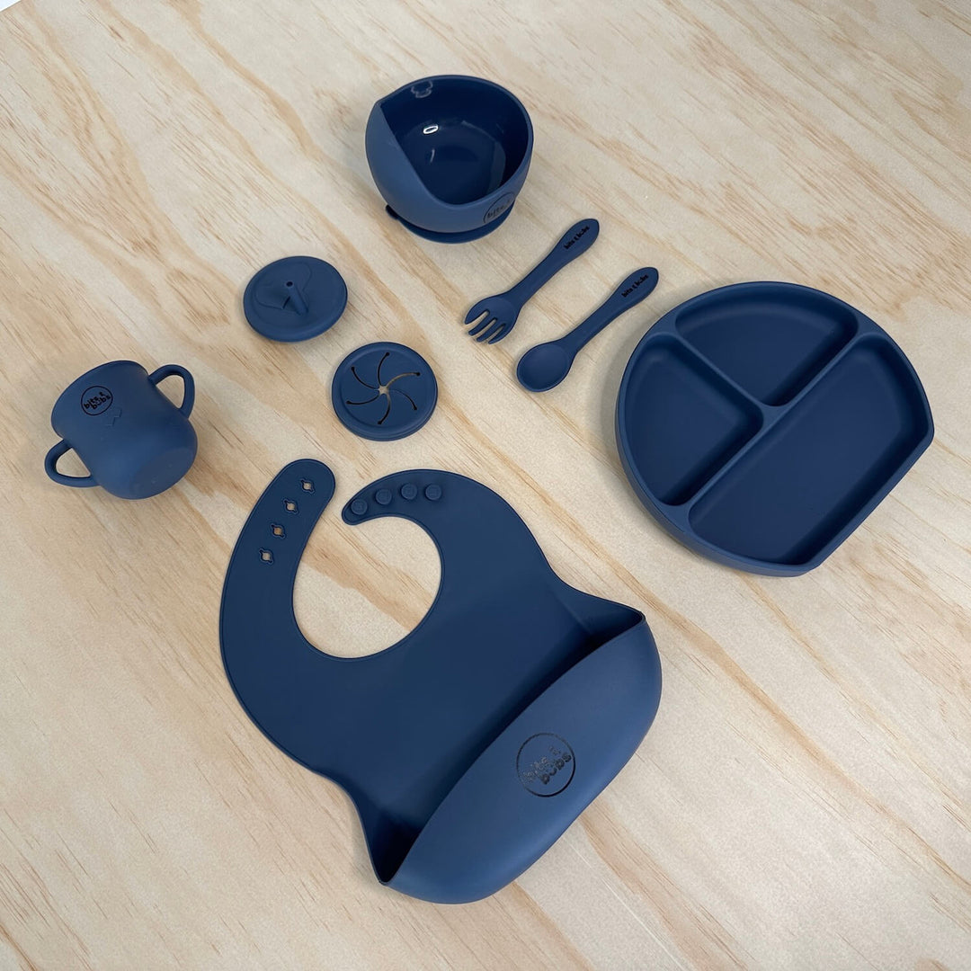 Deep Sea Blue Silicone Feeding Gift Set - Bits and Bubs
