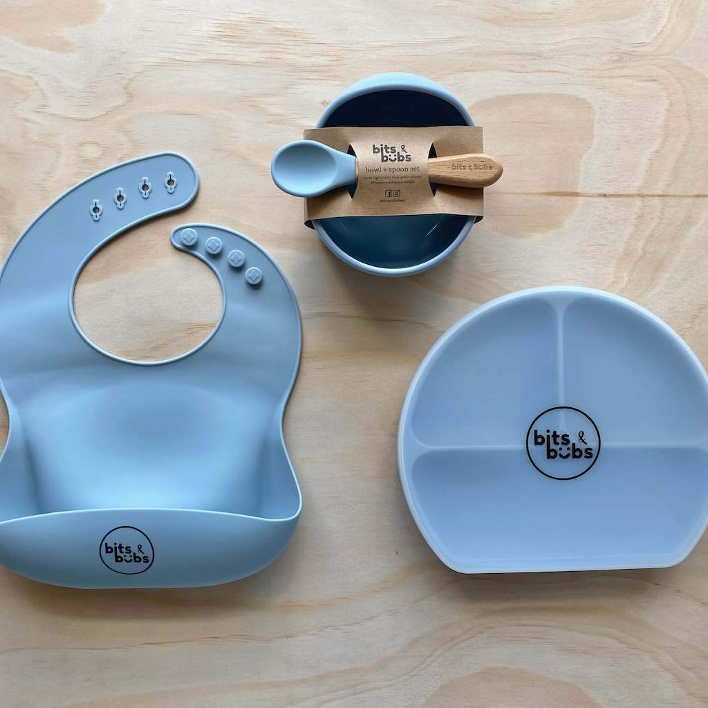 Sky Blue Feeding Set with Custom Keepsake Box - Bits and Bubs