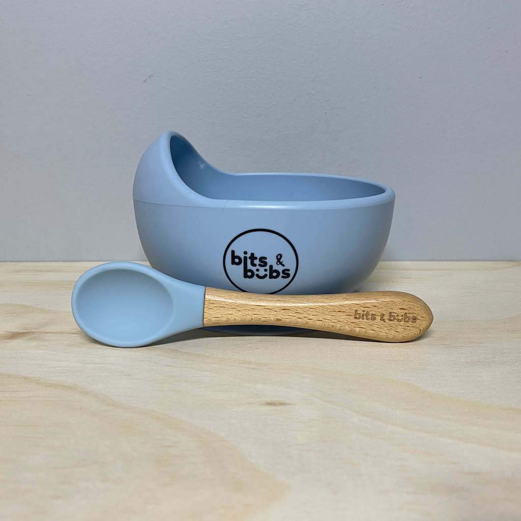 Sky Blue Feeding Set with Custom Keepsake Box - Bits and Bubs